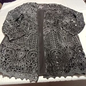 Elegant Gray Lace Cardigan 1x Whimsigoth Made In Canada
